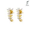 Leafy Glam Golden Zircon Earrings