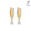 Golden Drop Diamond Hoop Earrings